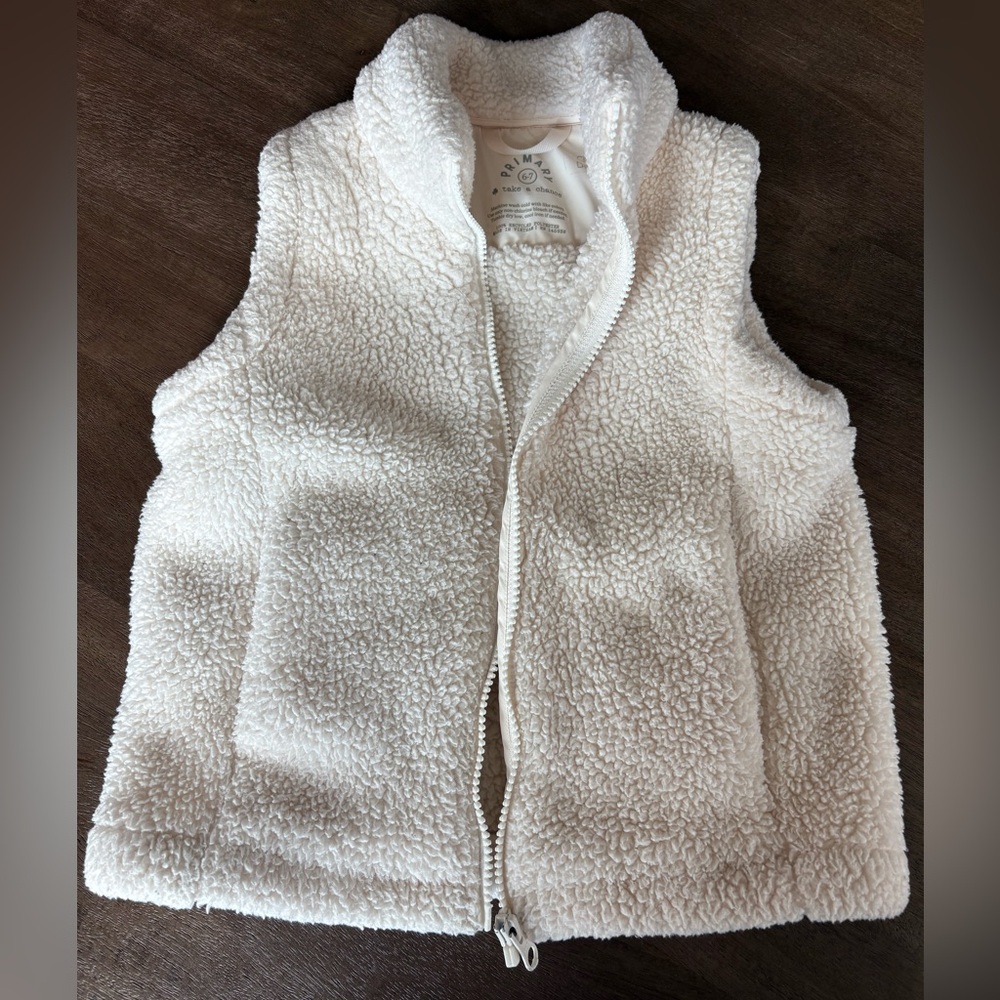 Primary Cream Sherpa Vest with pockets